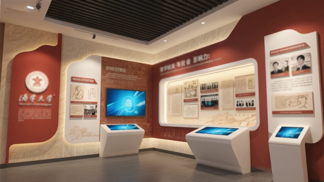 校史馆平面图和效果图，校史馆